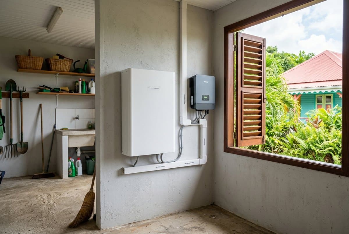 batterie solaire en Guadeloupe : système de stockage photovoltaïque dans un local ventilé